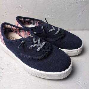 Hey Dude Conway Craft Shoes Womens Size 7 Blue Canvas Casual Comfort Lace Up